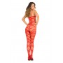 STRAPPED UP SHEER BODYSTOCKING RED, OS