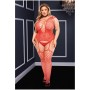 BACI CORSET FRONT SUSPENDER FISHNET BODYSTOCKING RED, QUEEN
