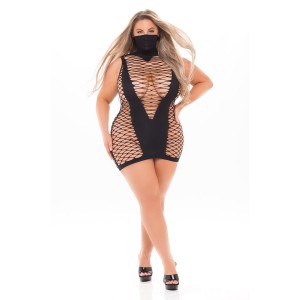 MASQUERADE DRESS WITH MASK BLACK, PLUS SIZE