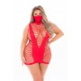 MASQUERADE DRESS WITH MASK RED, PLUS SIZE