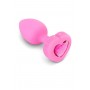 VIBRATING HEART SHAPE JEWEL PLUG SM PINK