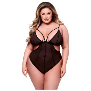 BACI SEXY CROTCHLESS MESH TEDDY BLACK, QUEEN
