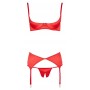 Atvērts satīna apakšveļas komplekts 80c/m sarkans cottelli collection lingerie