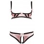 Atvērts satīna apakšveļas komplekts 85b/l rozā/melns cottelli collection lingerie