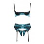 Atvērts satīna apakšveļas komplekts 75b/s zils/melns cottelli collection lingerie