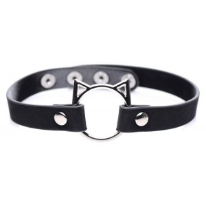 Kinky Kitty Ring Slim Choker - Black