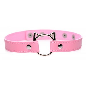 Kinky Kitty Ring Slim Choker - Pink
