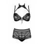 Elizenes 2 Piece Lace Bra Set With Halterneck - Black
