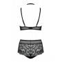 Elizenes 2 Piece Lace Bra Set With Halterneck - Black