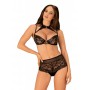 Elizenes 2 Piece Lace Bra Set With Halterneck - Black
