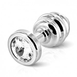 Diogol - ano butt plug ribbed silver plated 30 mm