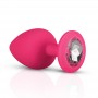 Silicone Butt Plug with Diamond - Pink