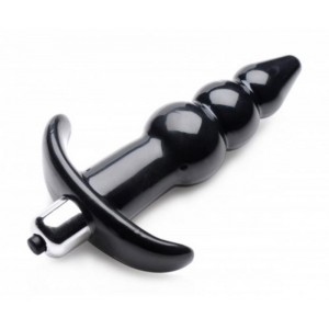 Bubbly Vibrating Anal Plug With Ribbing - Black
