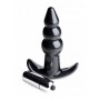 Bubbly Vibrating Anal Plug With Ribbing - Black