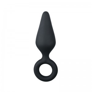 Black Buttplugs With Pull Ring - Small