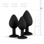 Silicone Buttplug Set with Diamond - Black