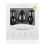 Silicone Buttplug Set with Diamond - Black