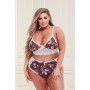 GREY FLORAL & LACE BRA SET, XL