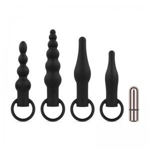 Anal Plug Set With Bullet Vibrator - Black Anal Plug Set With Bullet Vibrator - Black