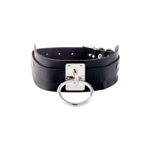 KINKY DIVA O-RING COLLAR BLACK/SILVER