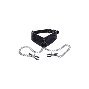 SPORTSHEETS VELVET NOIR COLLAR & REMOVABLE CLAMPS