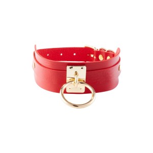 KINKY DIVA O-RING COLLAR RED/GOLD