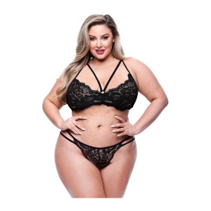BACI 2 PCS. ECO STRAPPY BRA AND PANTY SET BLACK, QS
