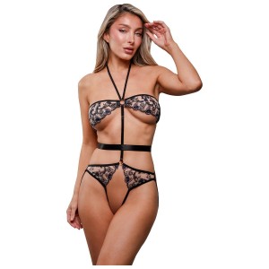 BETTER THAN REVENGE STRAPPY OPEN MESH TEDDY BLACK , L/XL