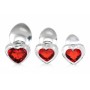 Red Heart Gem Glass Anal Plug Set