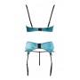 Atvērts satīna apakšveļas komplekts 75b/s zils/melns cottelli collection lingerie