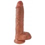Klasiskais dildo 27cm brūns ar sēkliniekiem king cock
