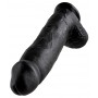 Klasiskais dildo 30,5cm melns ar sēkliniekiem king cock