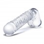 Glas - Realistic Ribbed Glass G-Spot Dildo with Balls