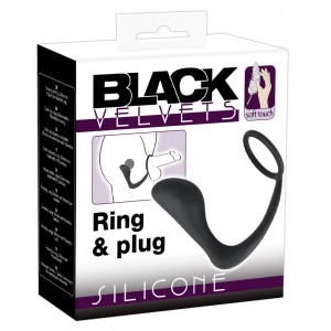 Dzimumlocekļa gredzens uzmava black velvets ring & plug
