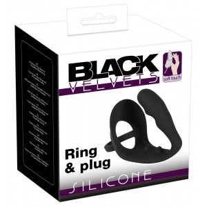 Dzimumlocekļa gredzens uzmava black velvets ring & plug