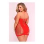 SEAMLESS HALTER NET DRESS PLUS RED, PLUS SIZE