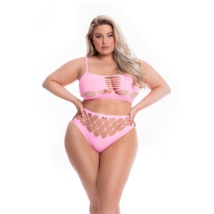 NEON DREAMS 2PC BRA SET PINK, PLUS SIZE