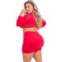 STOP & STARE 2PC SKIRT SET RED, 3XL/4XL