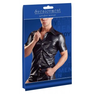 Erotiskie vīriešu krekli bodiji seksīgie imitat. leather men´s shirt m