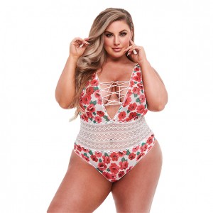 baci - white floral & lace teddy q