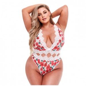 baci - white floral & lace teddy q